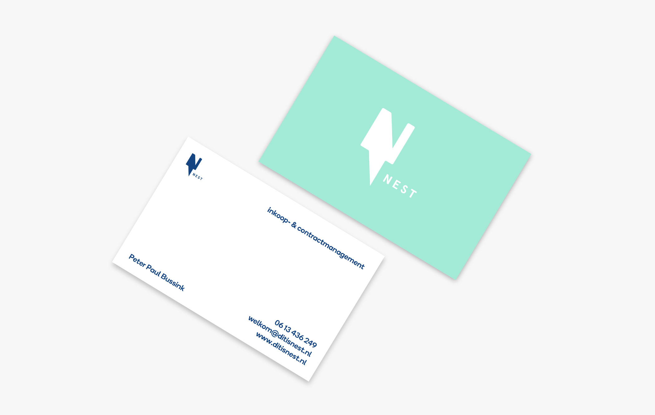 mockup business card of Nest procurement and contractmanagement