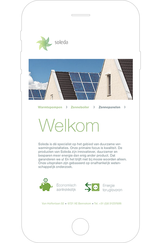 image of webpage Soleda on mobile